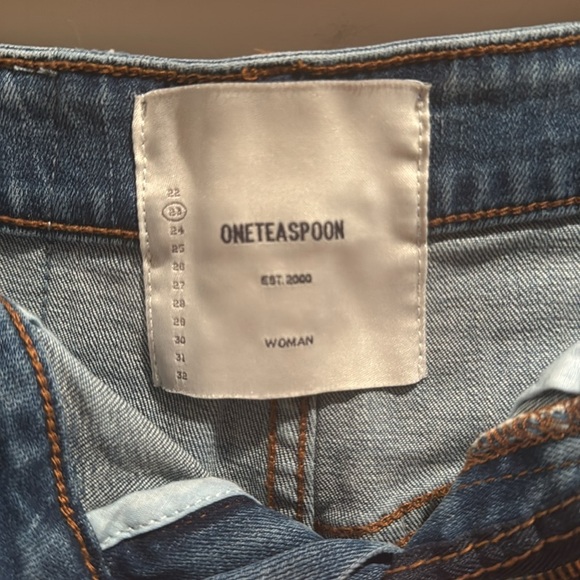 One Teaspoon High Waist Bandits Blue Jean Shorts Size 23 - Picture 7 of 7